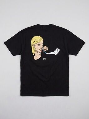 RIPNDIP Vintage Black T-Shirt Blonde sniffing cat Size L New NWT
